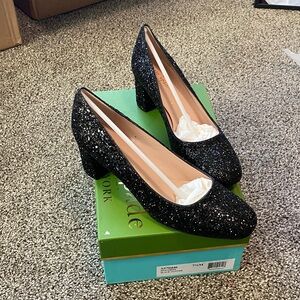 Kate Spade Dolores Sparkling Black Glitter Heels in Size 7.5